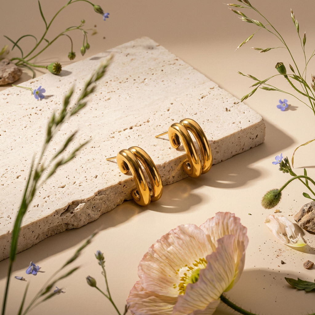 Laevia Golden Knot Stud Earrings