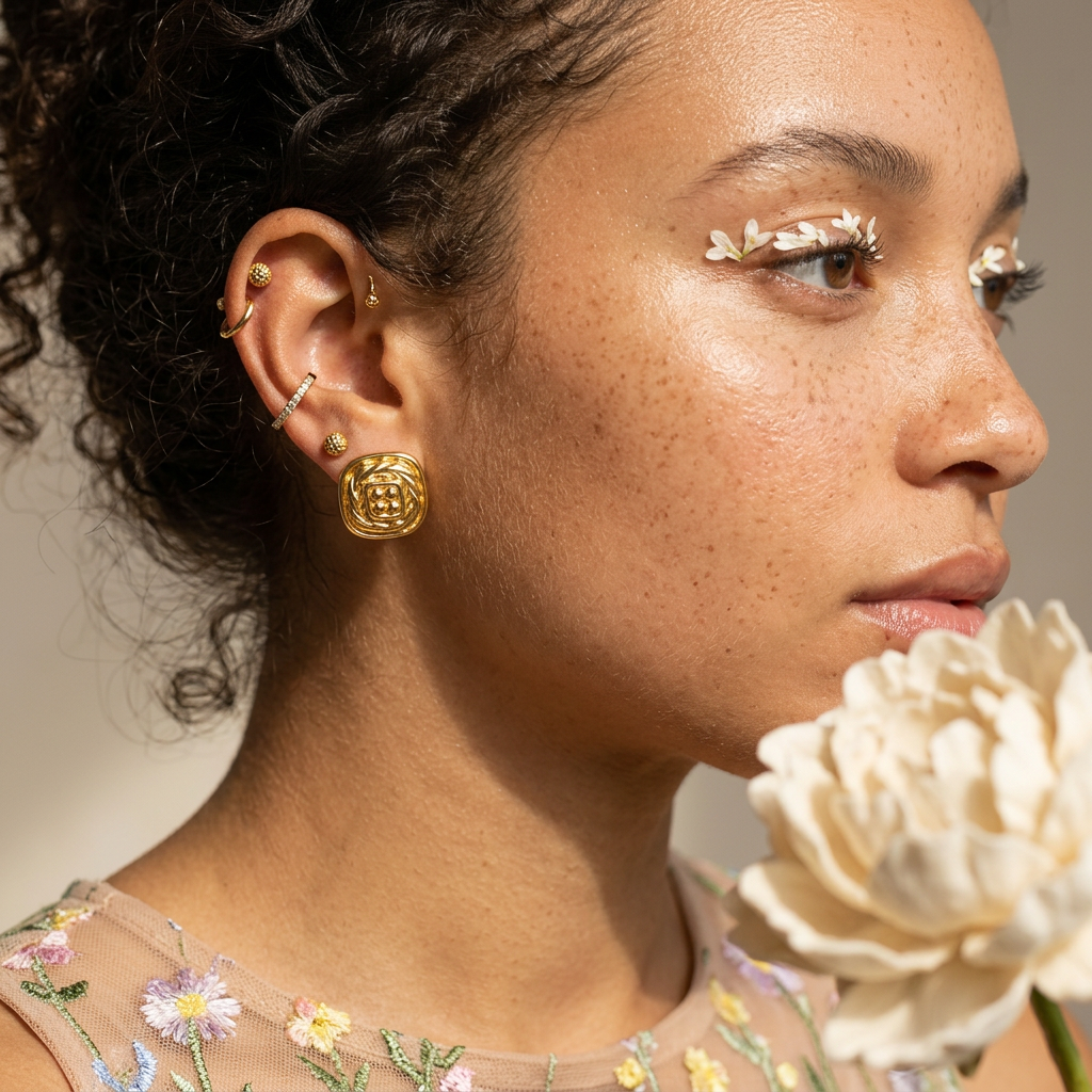 Zeavia Golden Knot Stud Earrings