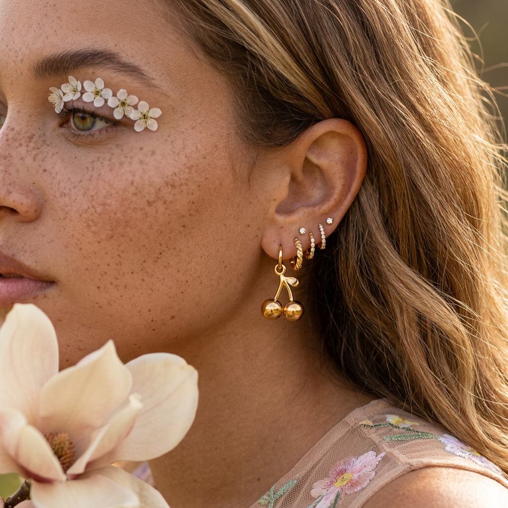 Liosia Golden Cherry Drop Earrings