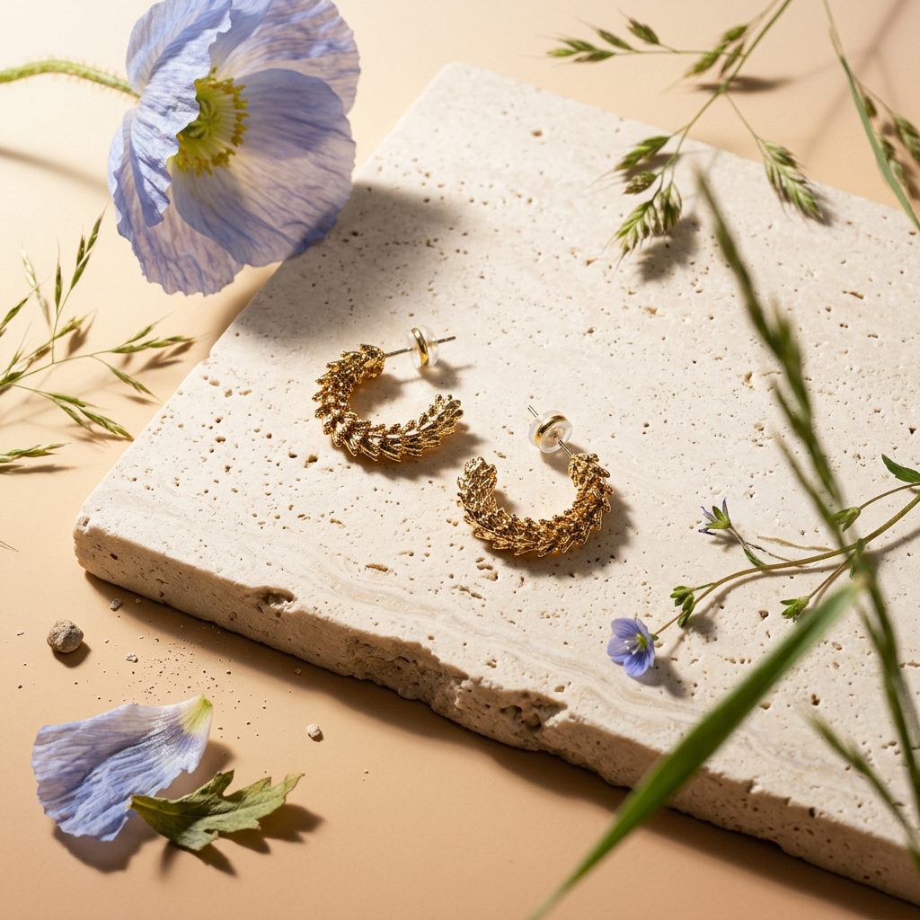 Thealia Golden Cluster Huggie Earrings
