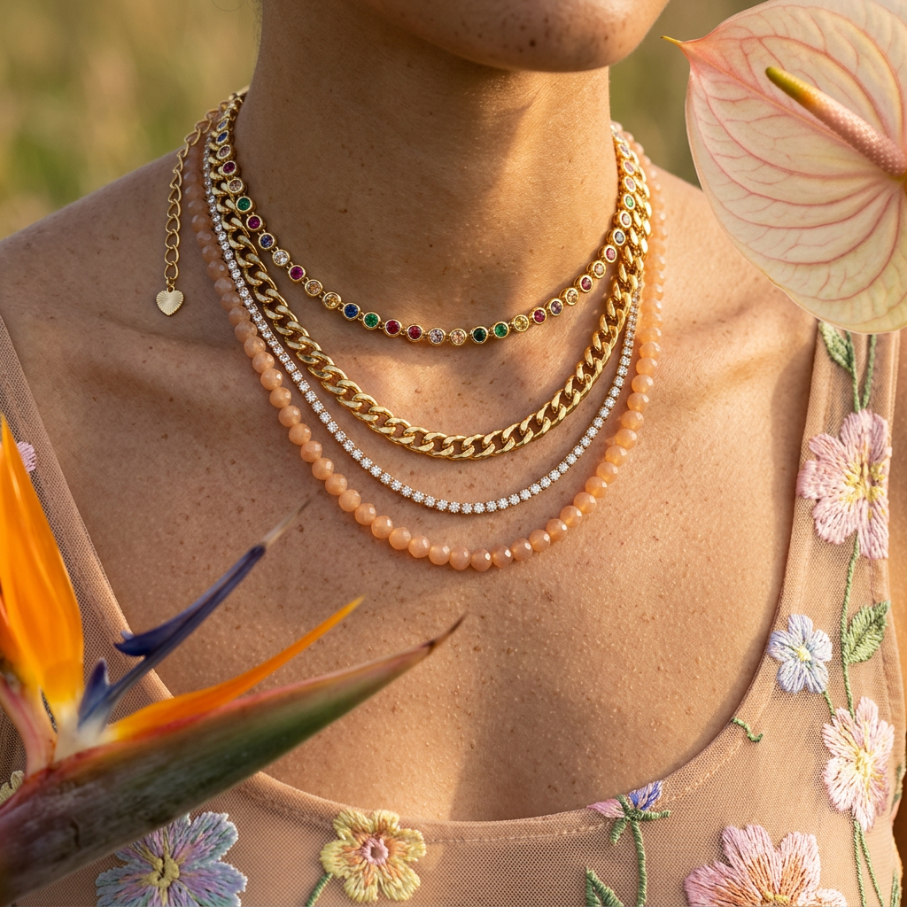 Vionia Golden Orb Tennis Necklace