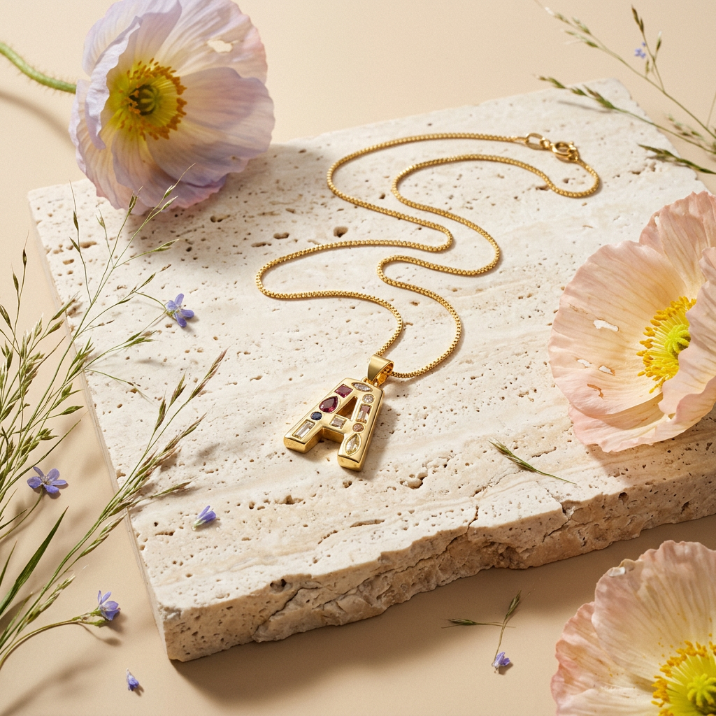 Beolia Golden "A" Letter Pendant Necklace