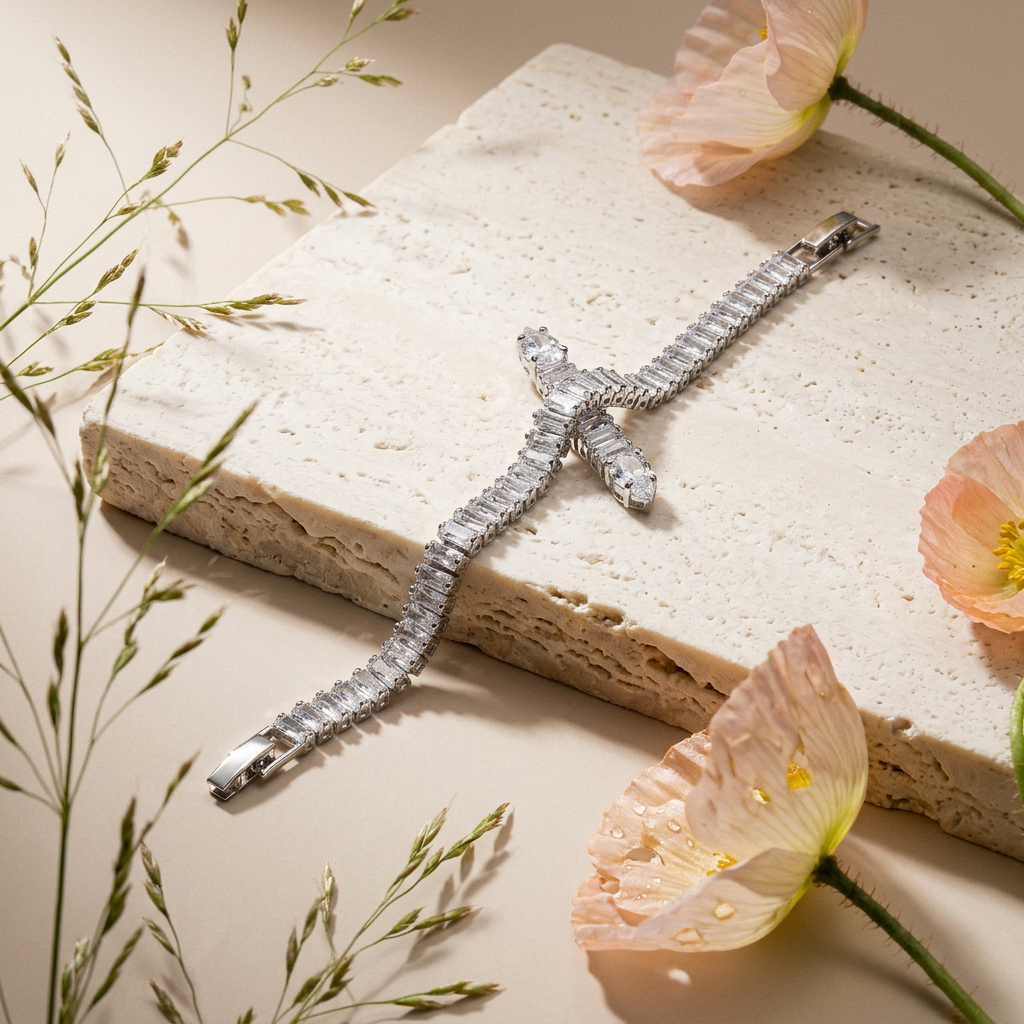 Leasia Silver Baguette Bar Tennis Bracelet
