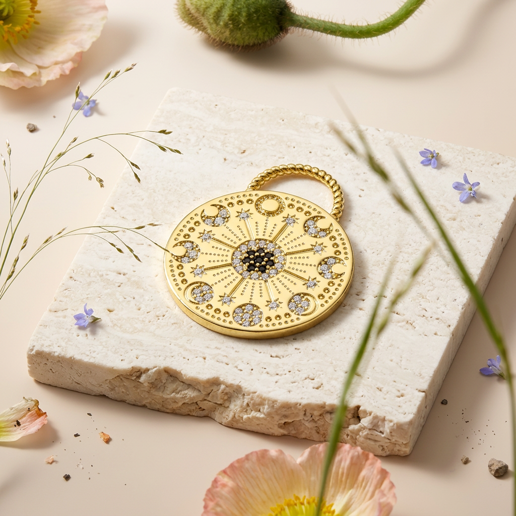 Lielia Golden Disc Pendant Necklace