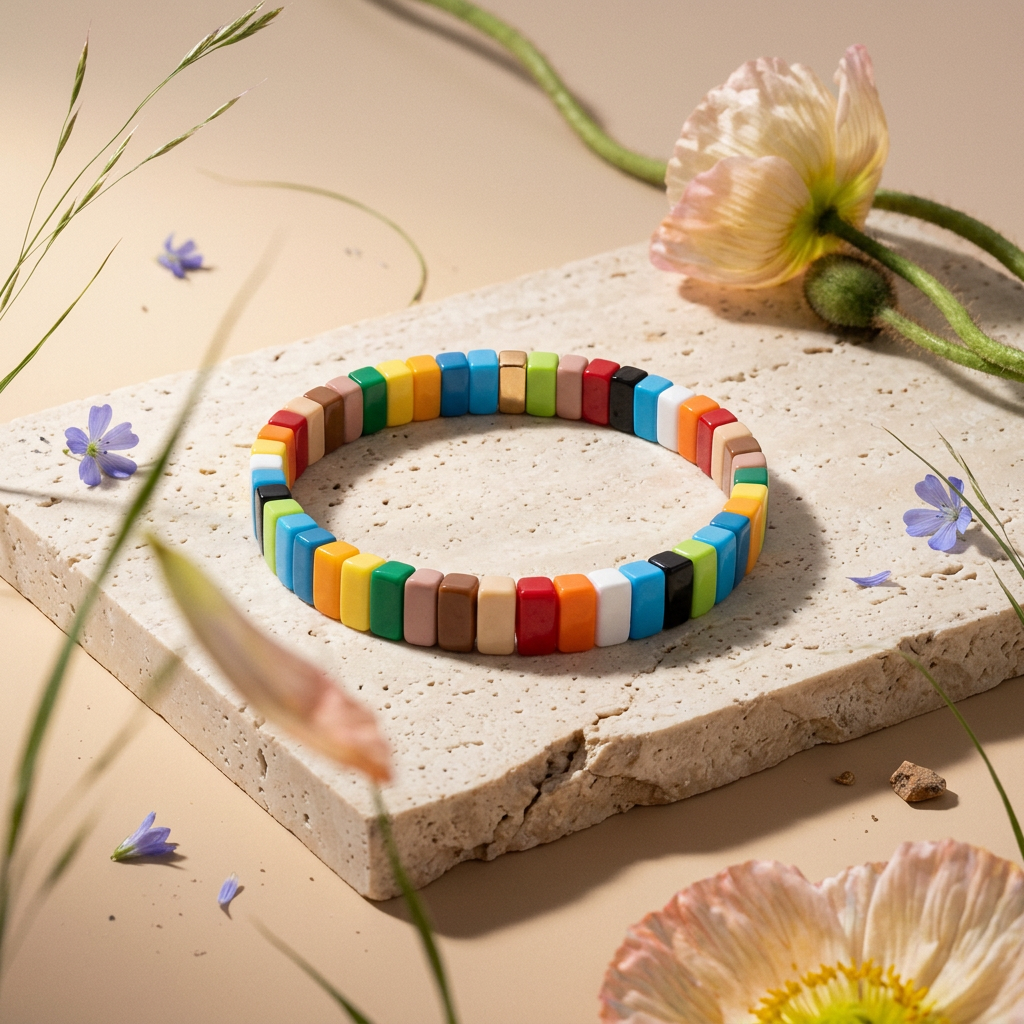 Zaeonia Rainbow Tile Strand Bracelet