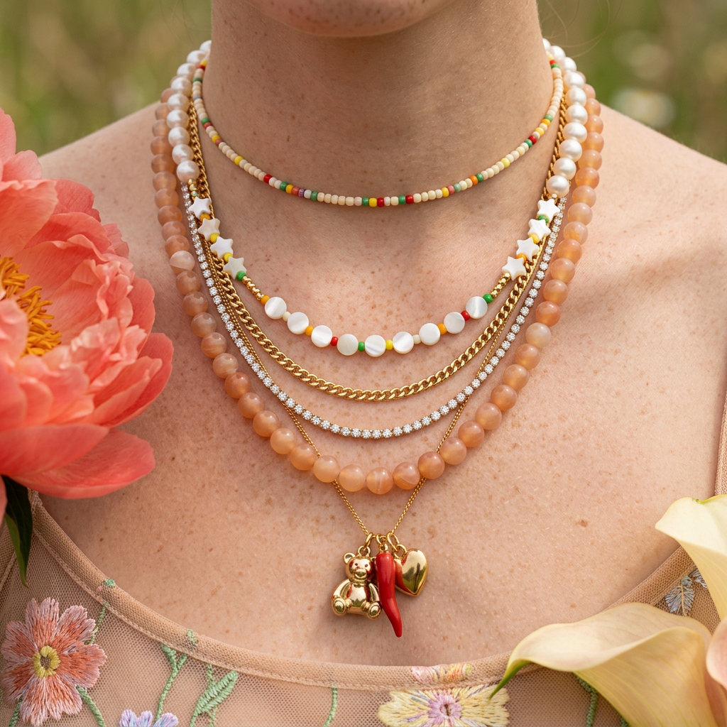 Ziolia Golden Pearl Bead Strand Necklace