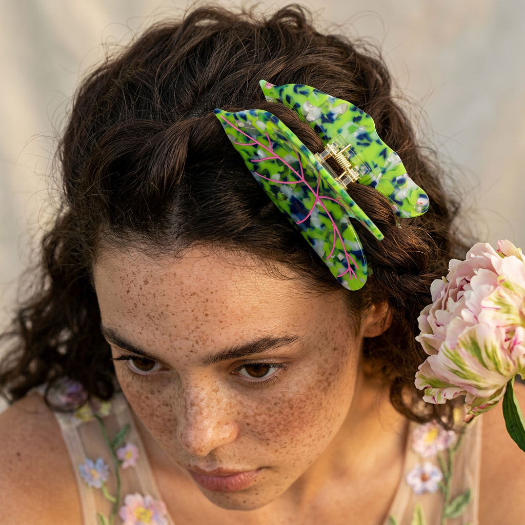 Vealia Acrylic Leaf Claw Clip hair