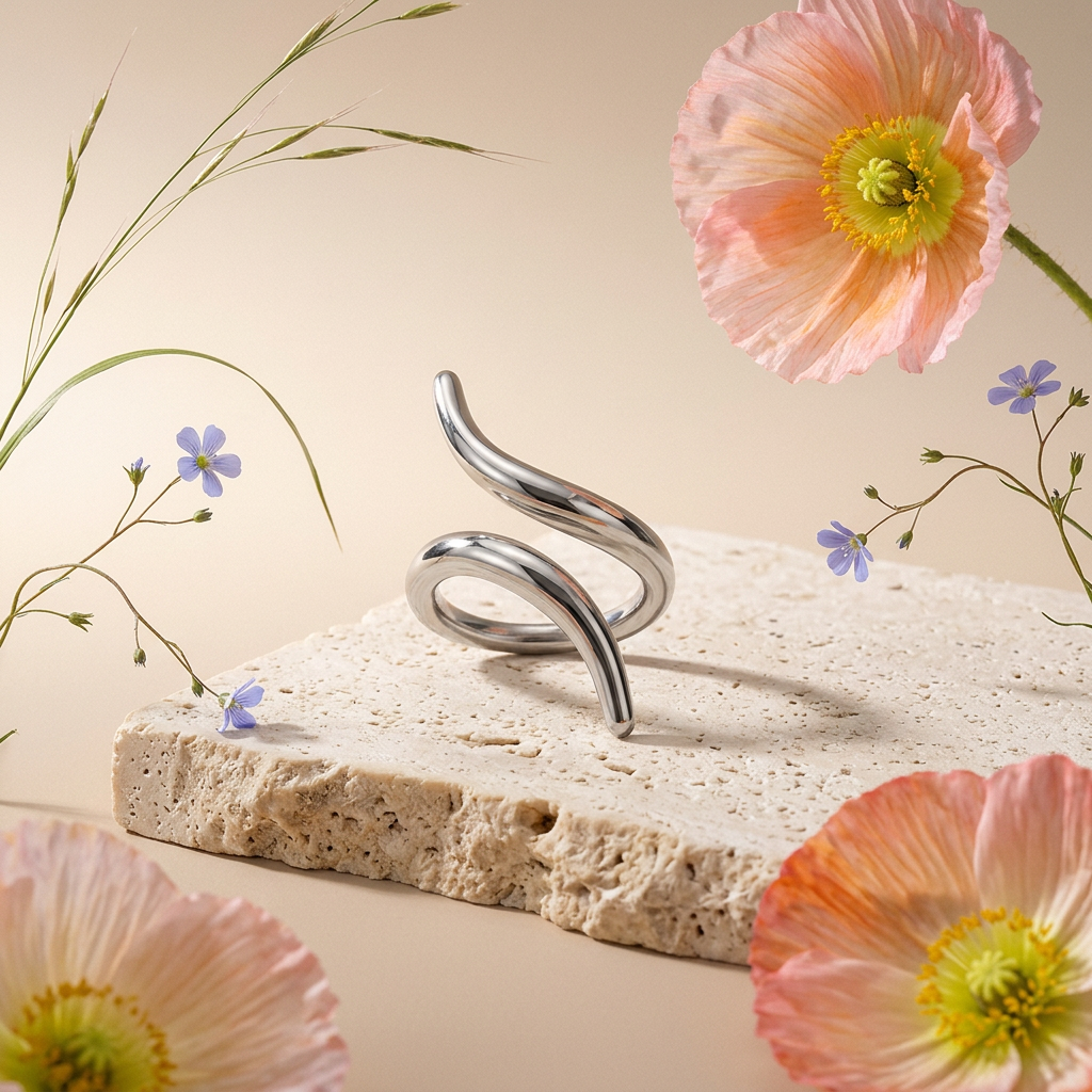 Niosia Silver Wave Wrap Ring