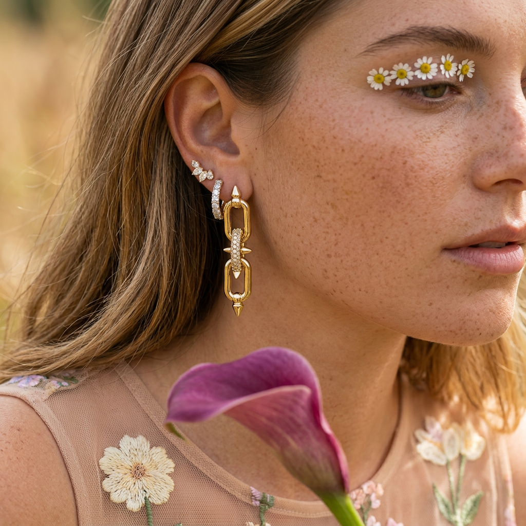 Zaevia Golden Chain Drop Earrings