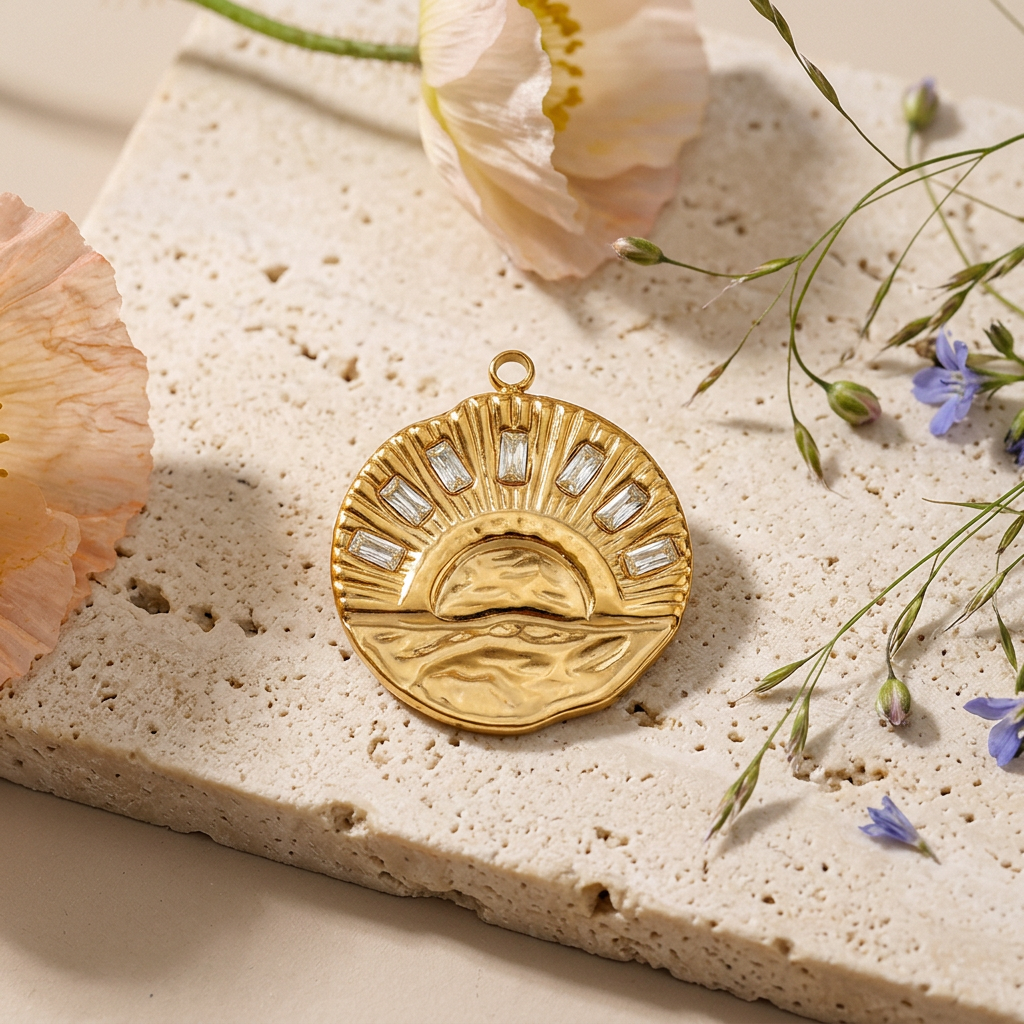 Zealia Golden Disc Pendant Charm
