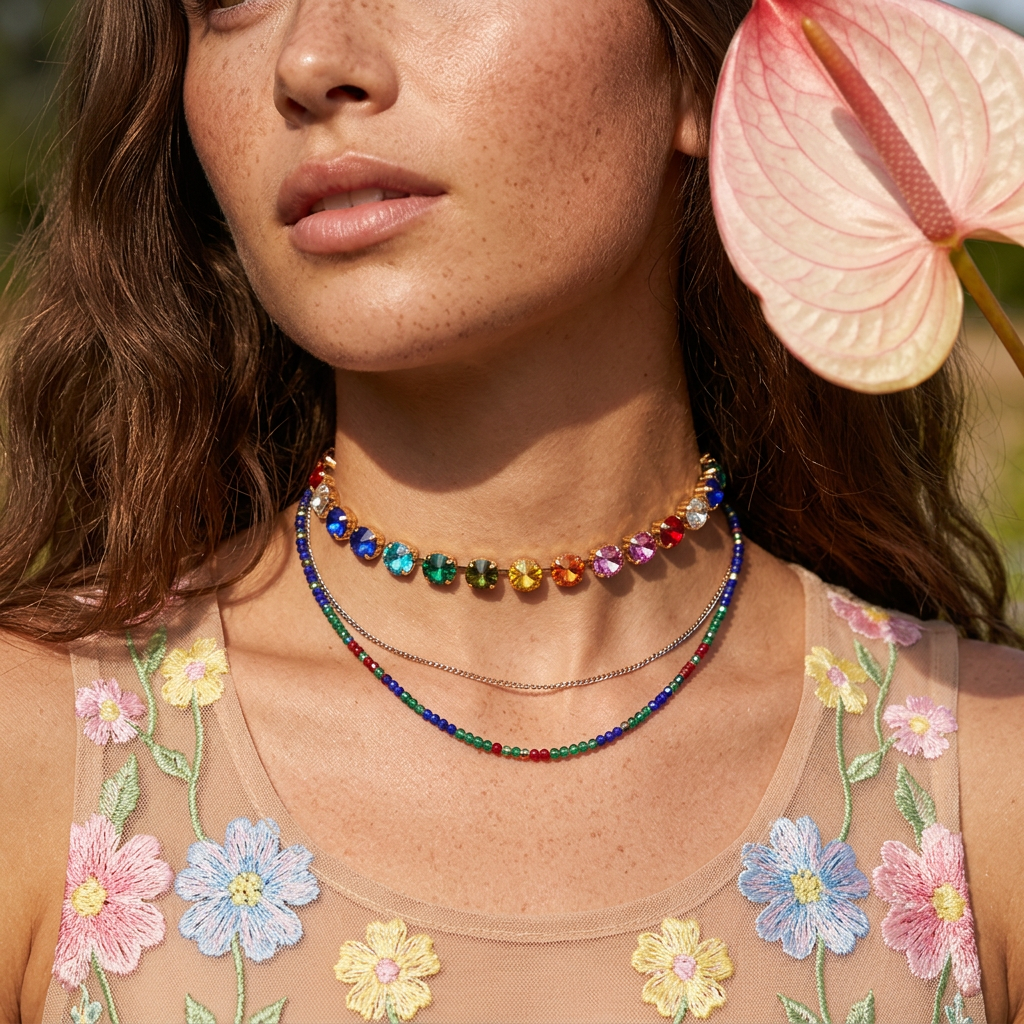 Raelia Golden Orb Tennis Necklace