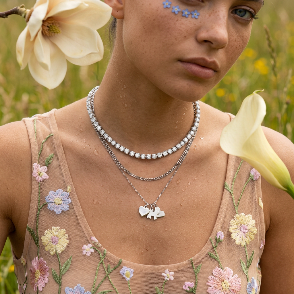 Raevia Silver Chain Tennis Necklace