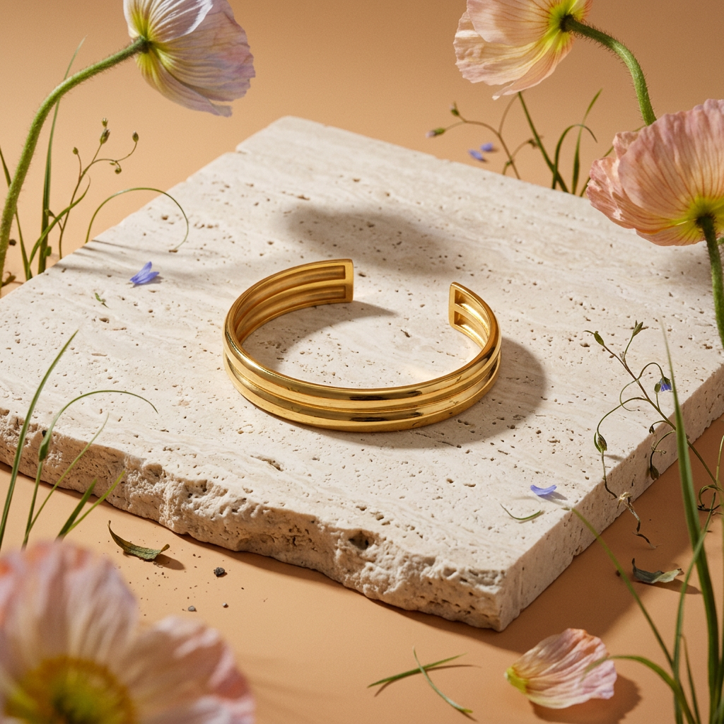 Vaelina Golden Bar Cuff Bracelet