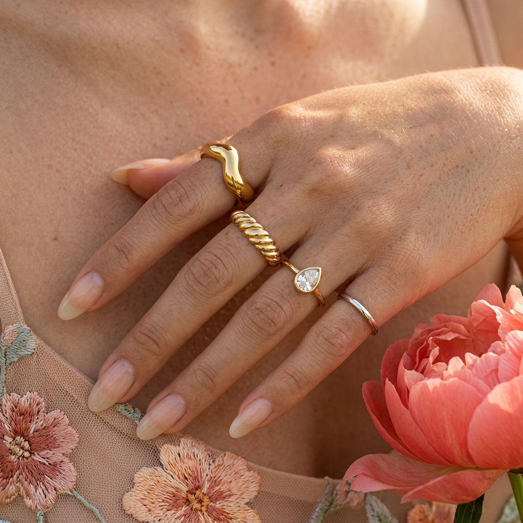 Raelle Golden Crescent Cuff ring