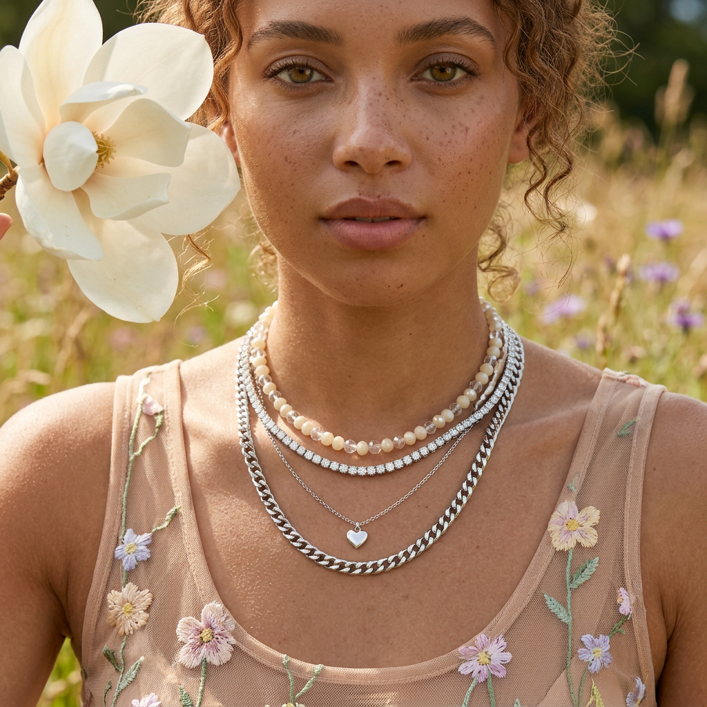 Maelia Silver Chain Tennis Necklace