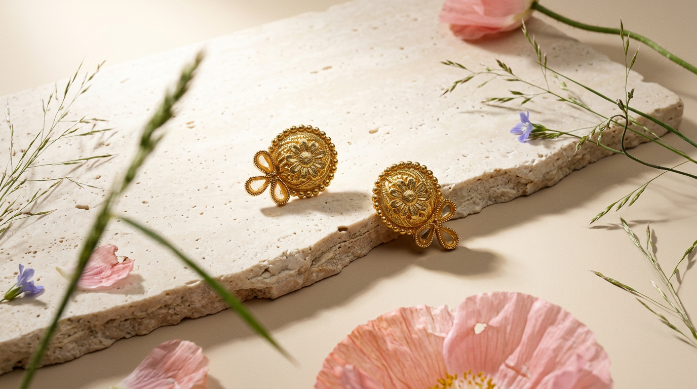 Naevia Golden Orb Stud Earrings