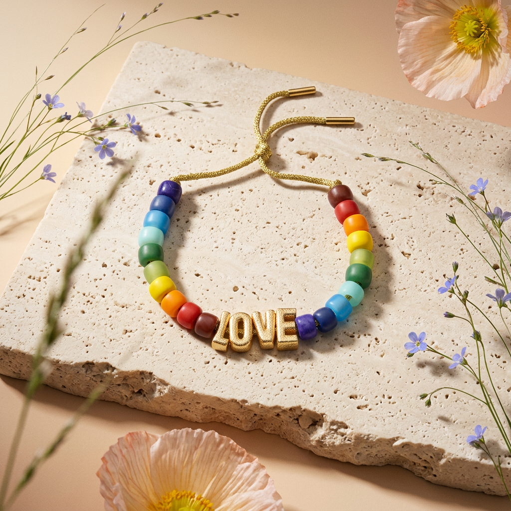 Zealina Golden Knot "LOVE" Label Charm Bracelet