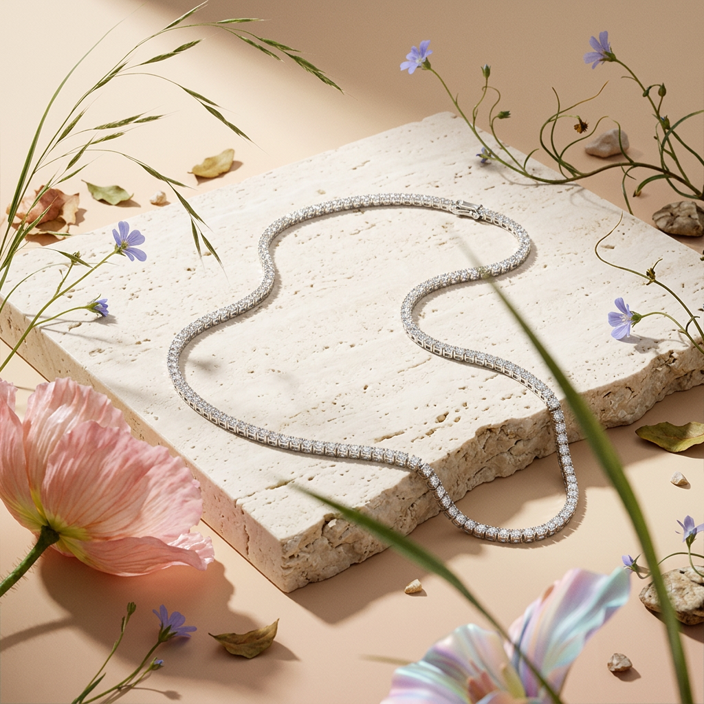 Gaevia Silver Tennis Chain Necklace