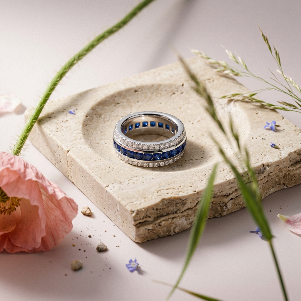 Thionia Silver Cluster Pavé Band Ring