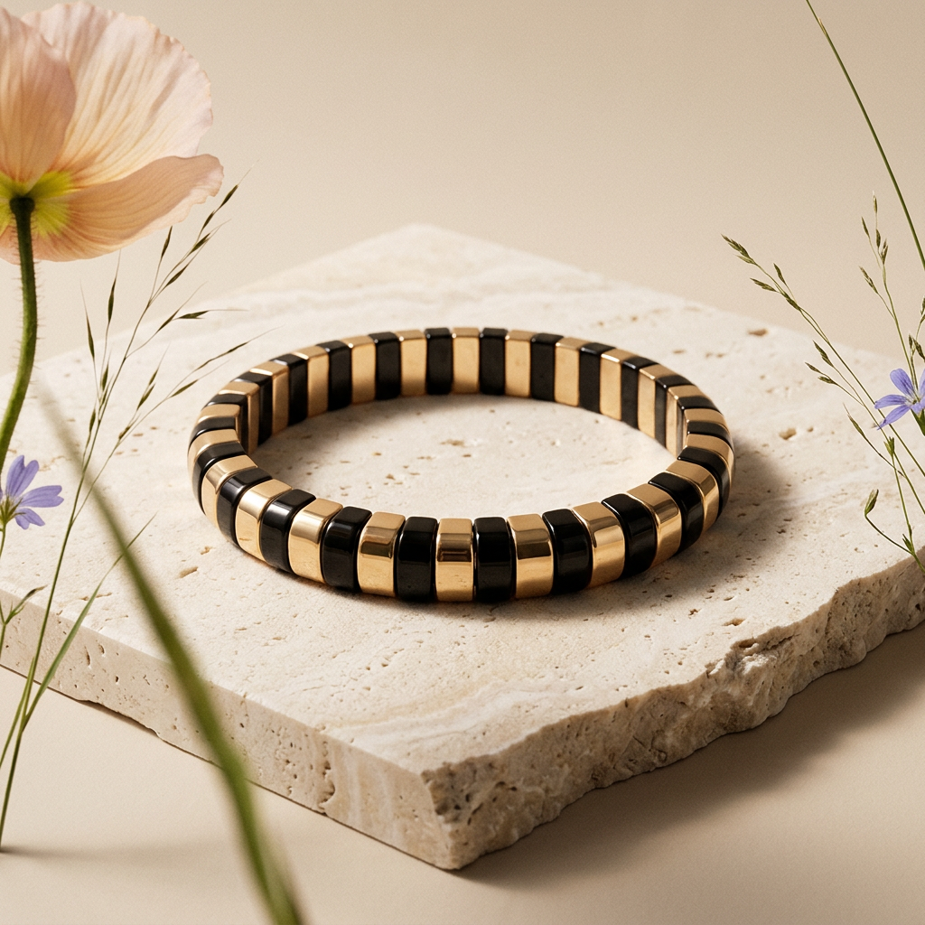 Raelia Rose Gold Bar Bead Bracelet