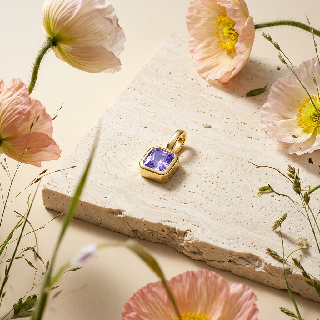 Zeolia Golden Square Pendant Charm