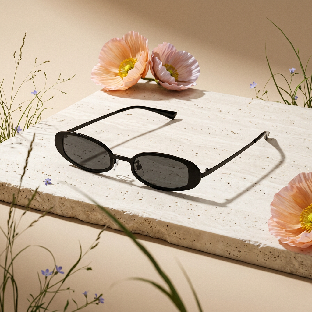 Laenia Silver Oval Slim Sunglasses