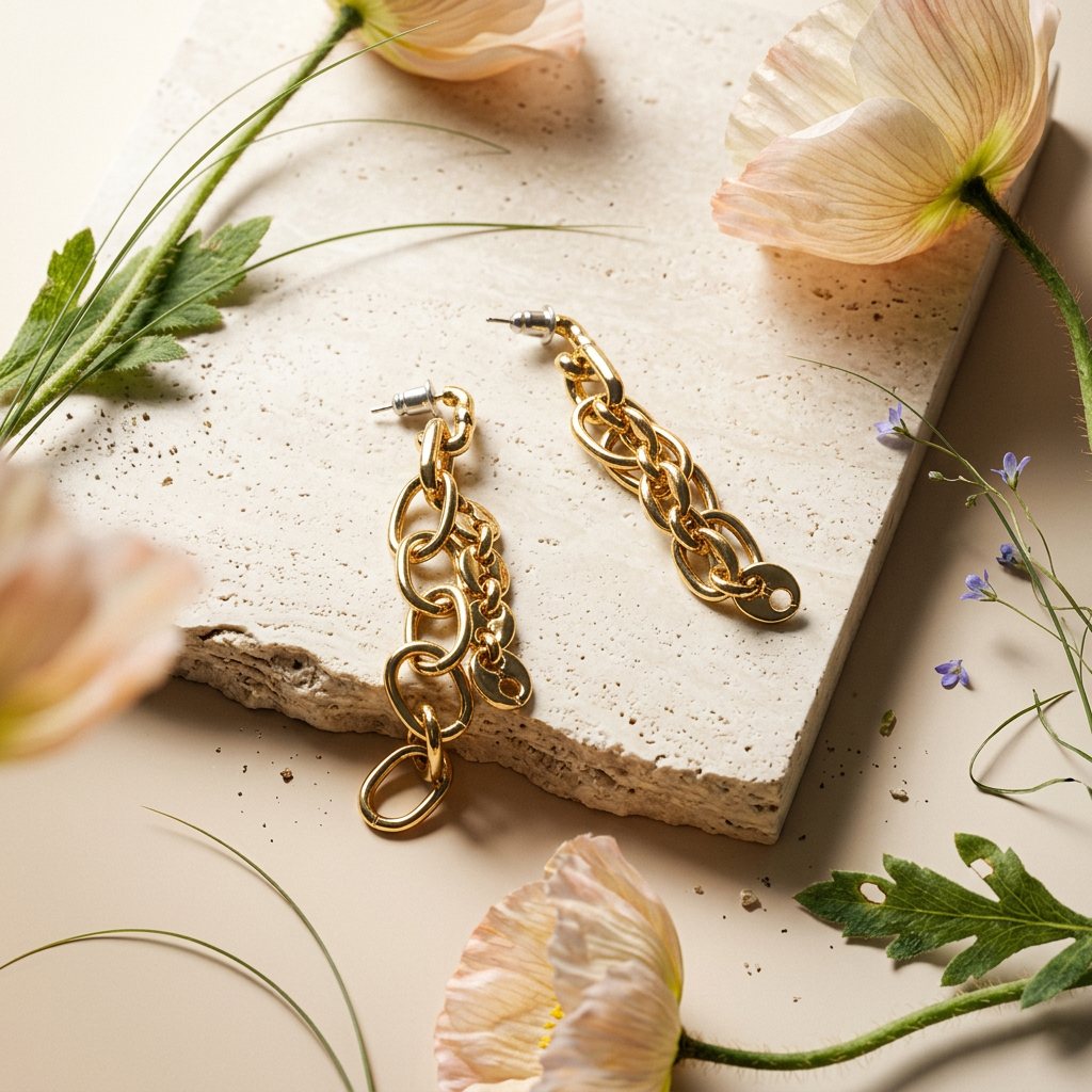 Raelia Golden Chain Drop Earrings