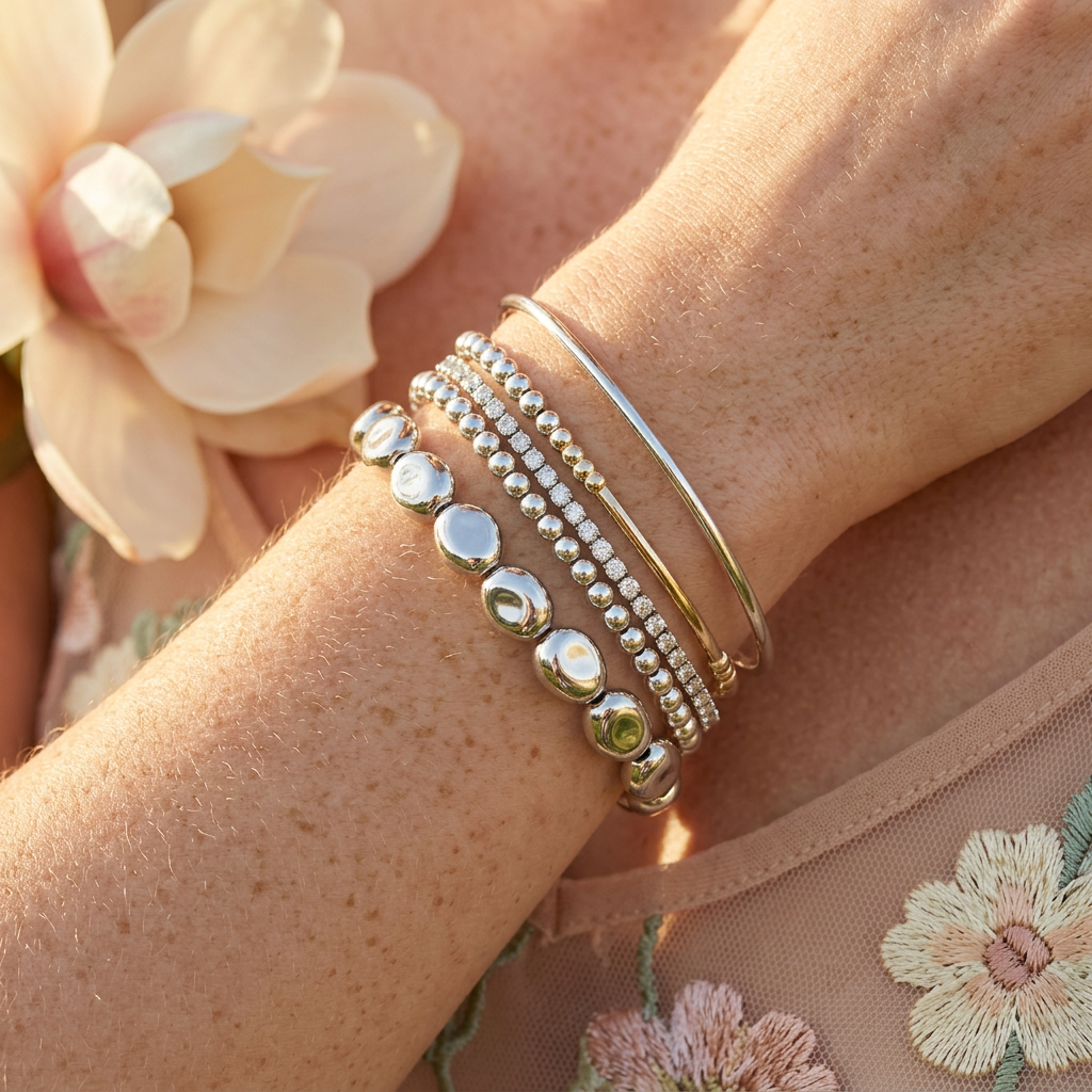 Riovia Silver Orb Bead Bracelet