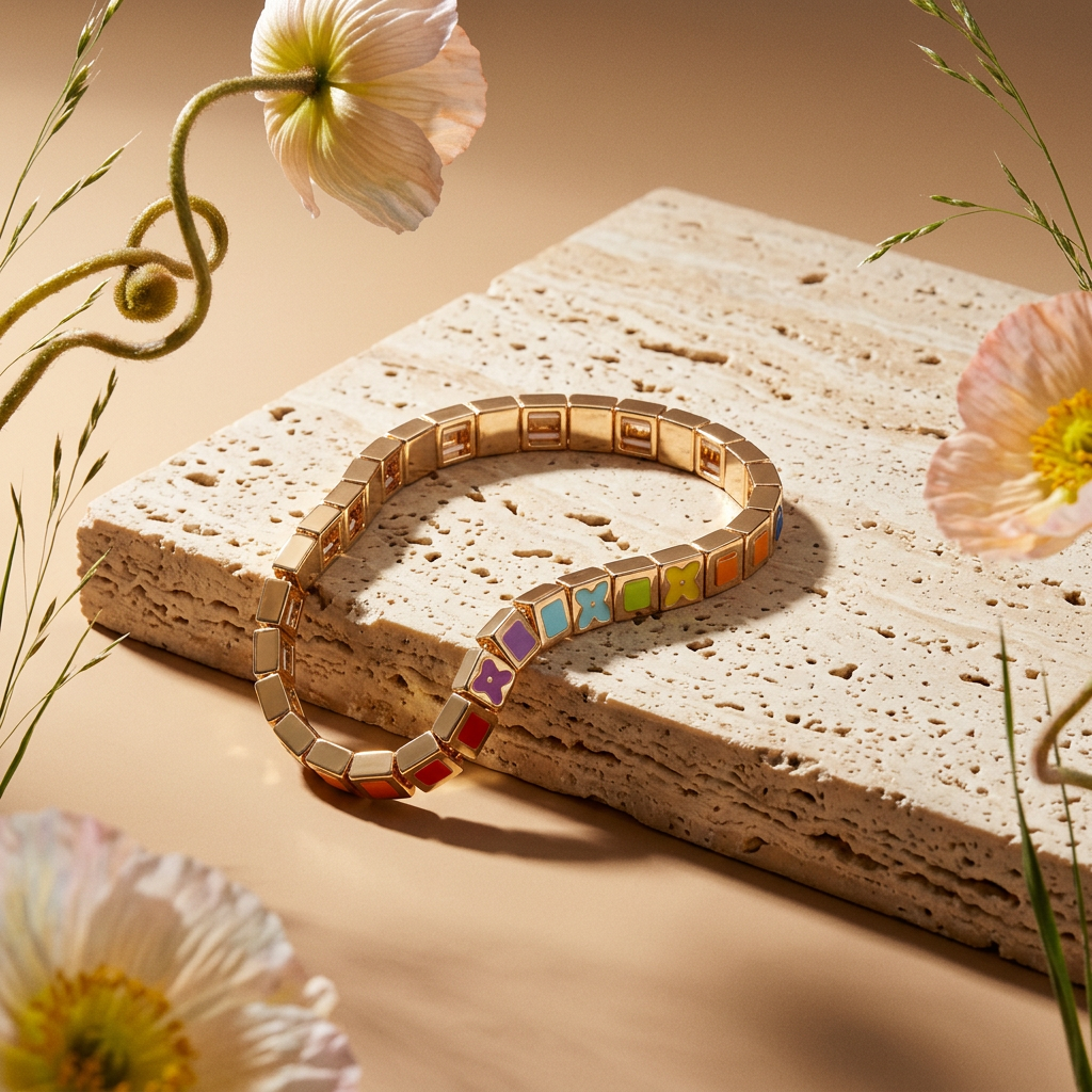 Leolia Golden Tile Link Bracelet