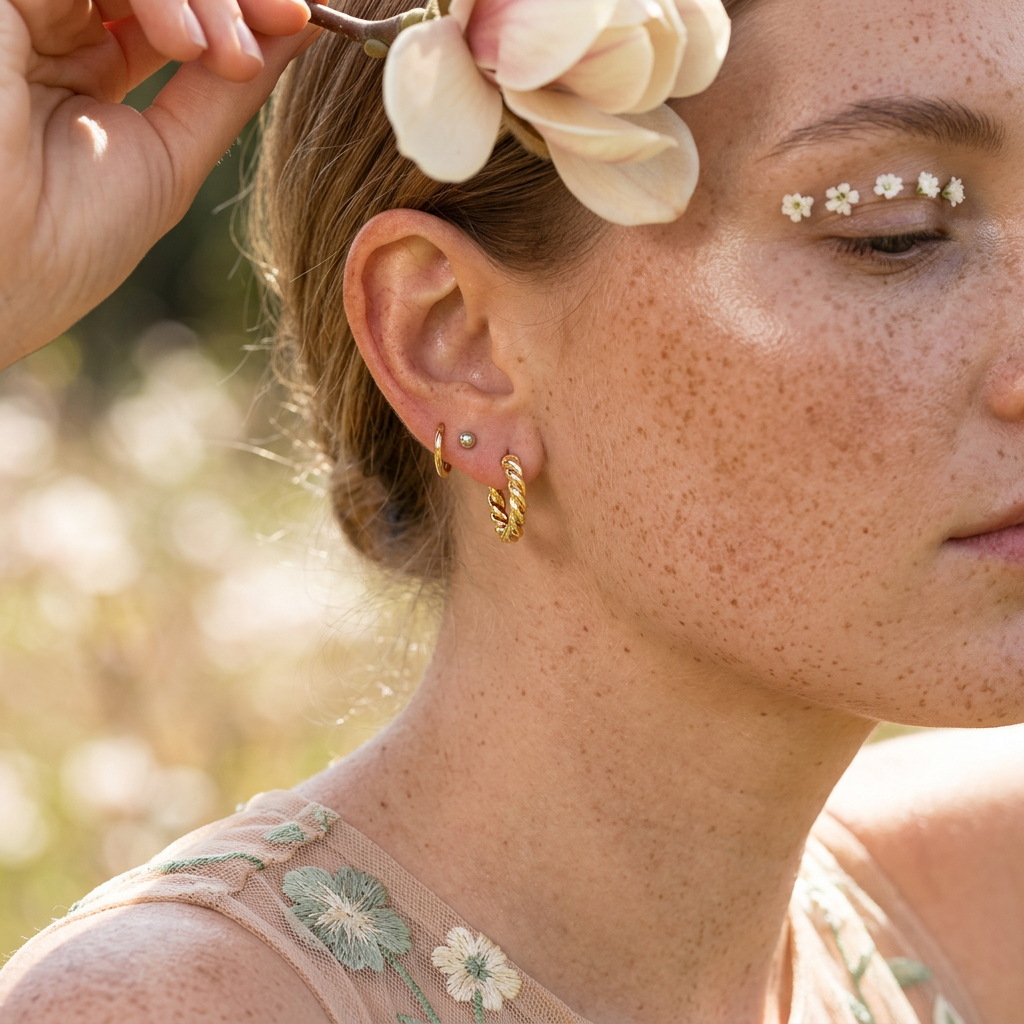 Raevia Golden Halo Huggie Earrings