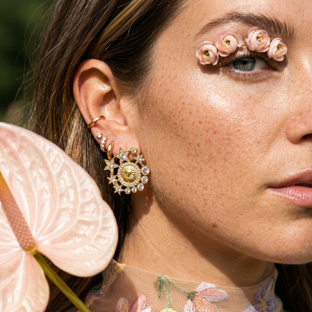 Liovia Golden Star Stud Earrings