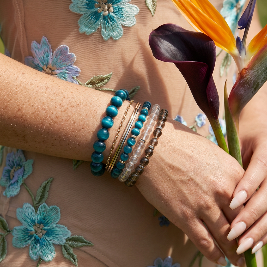Zeomia Turquoise Orb Thick Bead Strand Bracelet