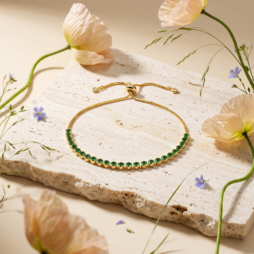 Zionia Golden Orb Tennis Bracelet