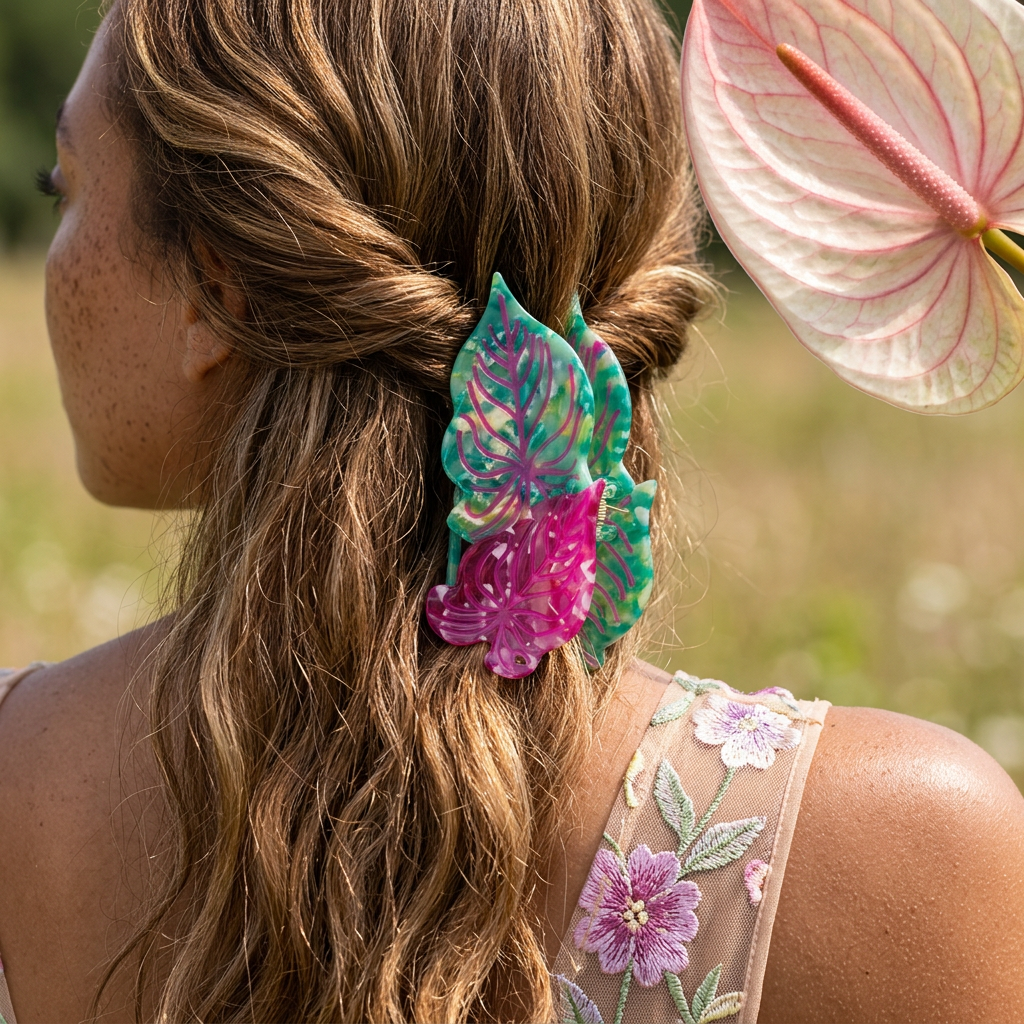 Zionia Marbled Acrylic Leaf Claw Hair accessory