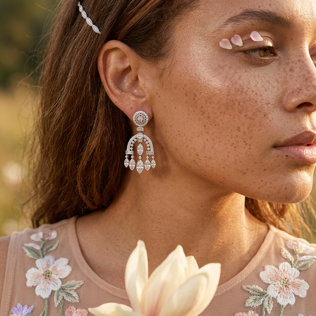Maelina Silver Drop Dangle Earrings