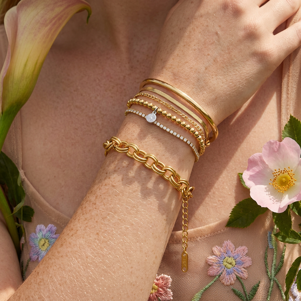 Raelia Golden Oval Link Chain Bracelet