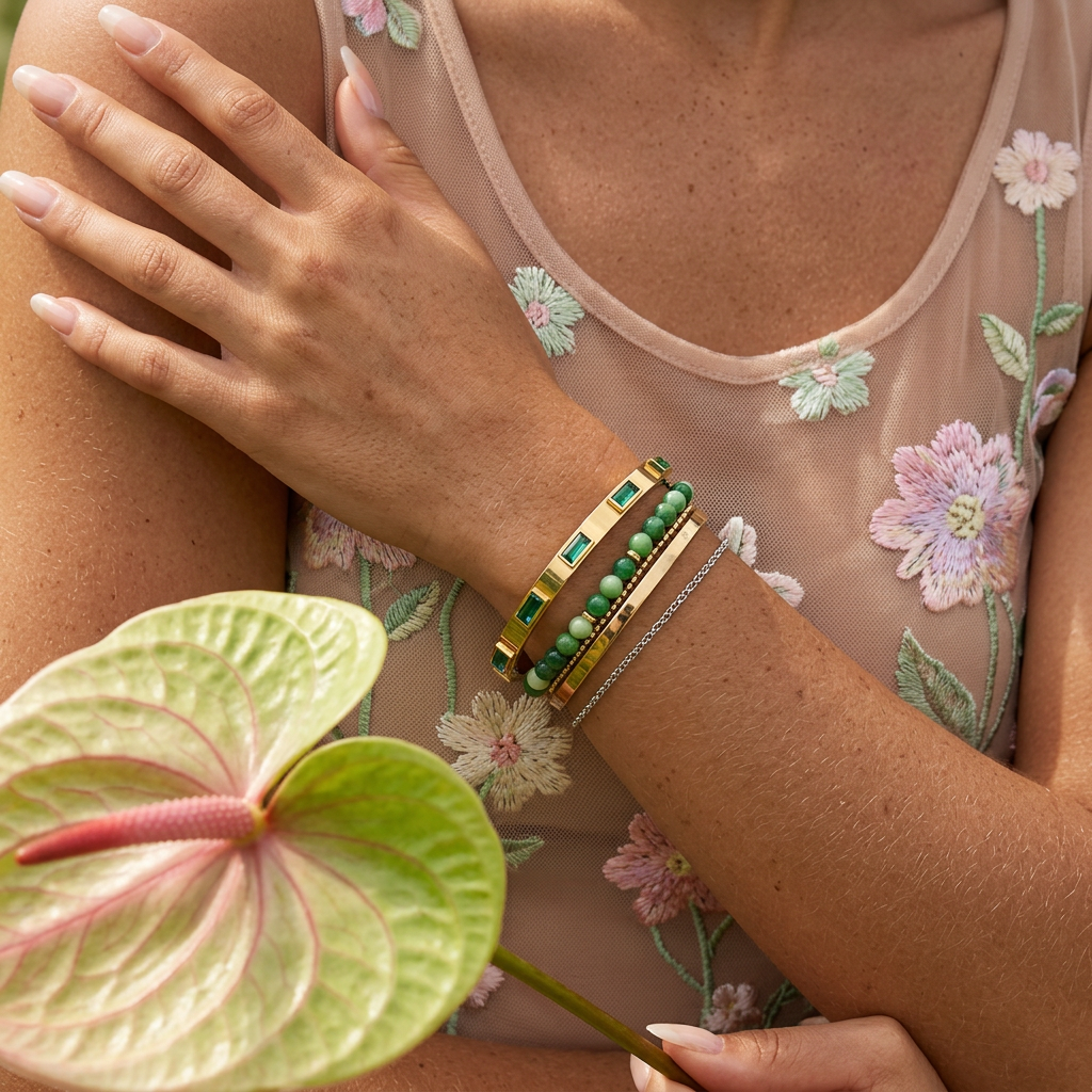 Raevia Golden Bar Bangle Bracelet