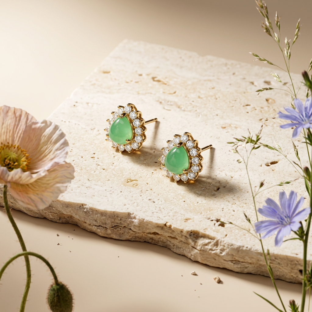 Vaelia Golden Teardrop Stud Earrings