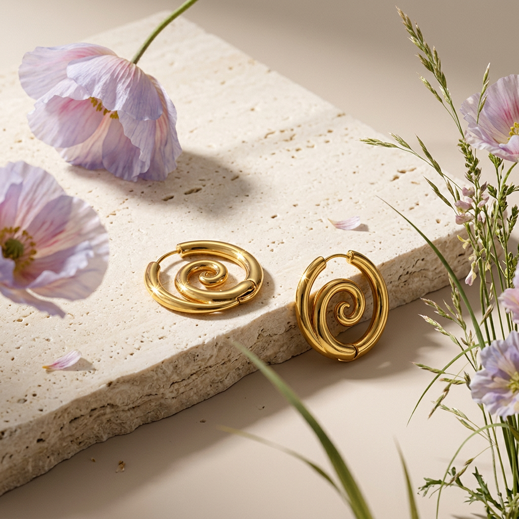 Laevia Golden Spiral Huggie Earrings