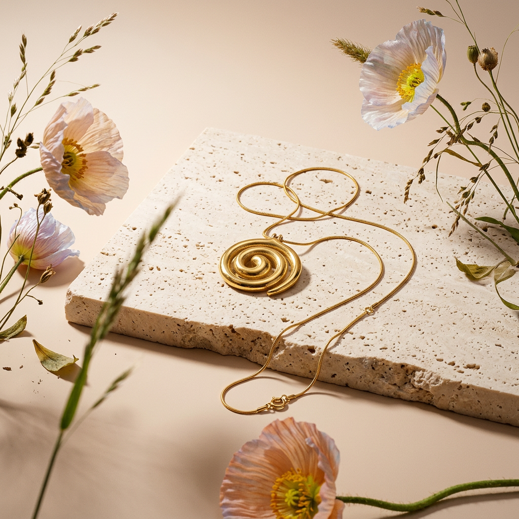 Maelia Golden Disc Pendant Necklace
