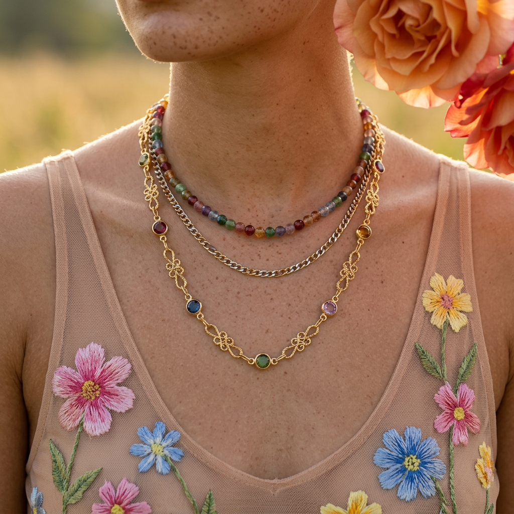 Zielia Golden Orb Chain Necklace