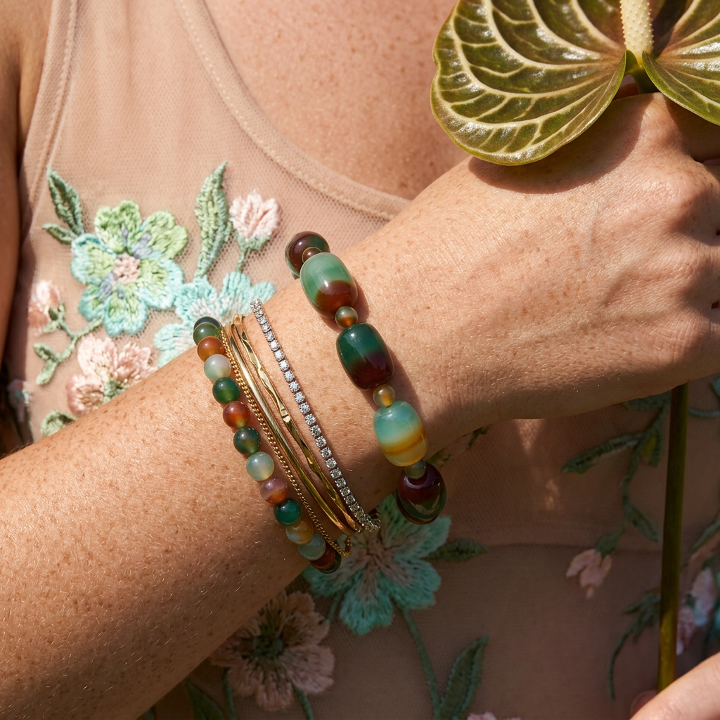 Raevia Agate Oval Strand Bracelet