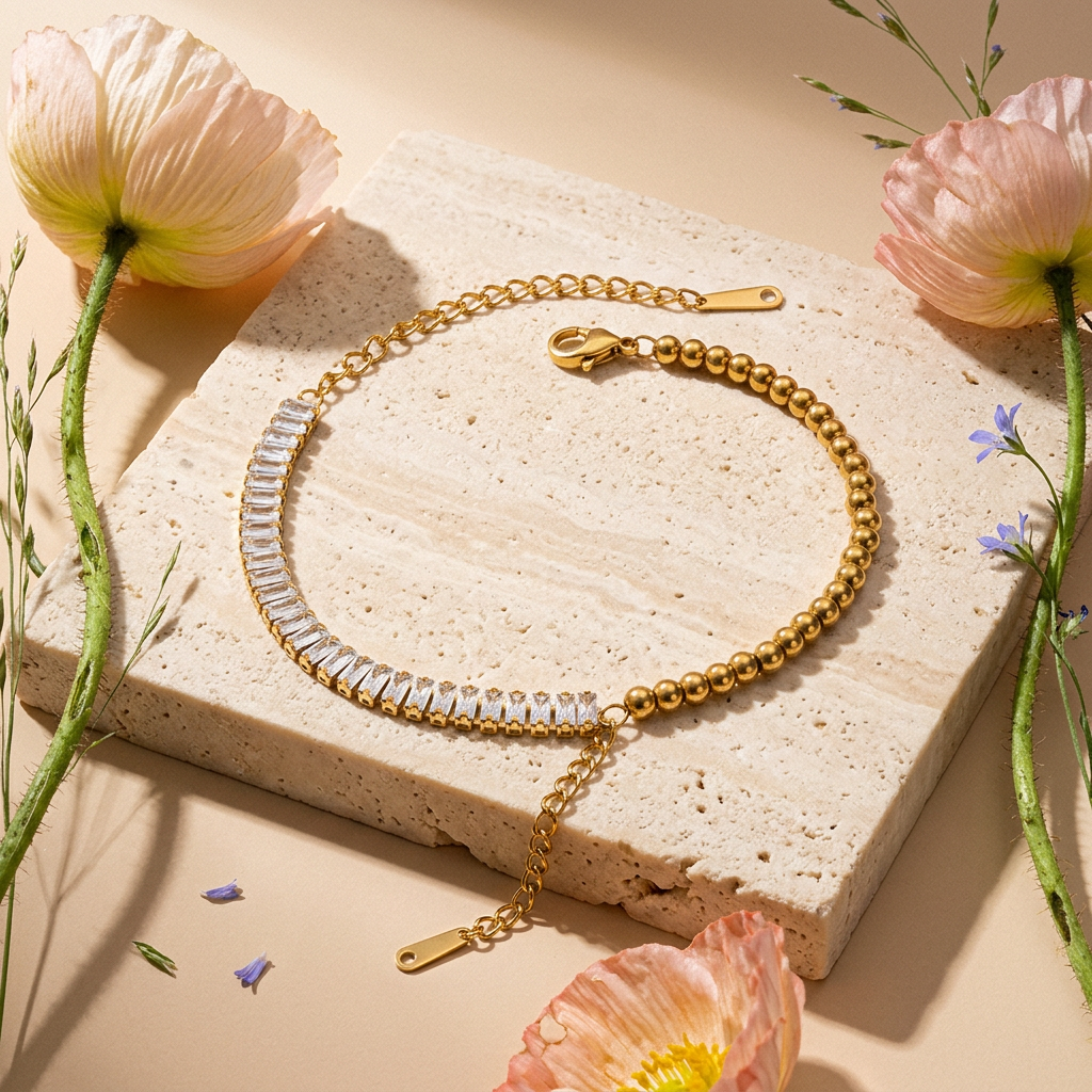 Raelia Golden Bar Tennis Bracelet