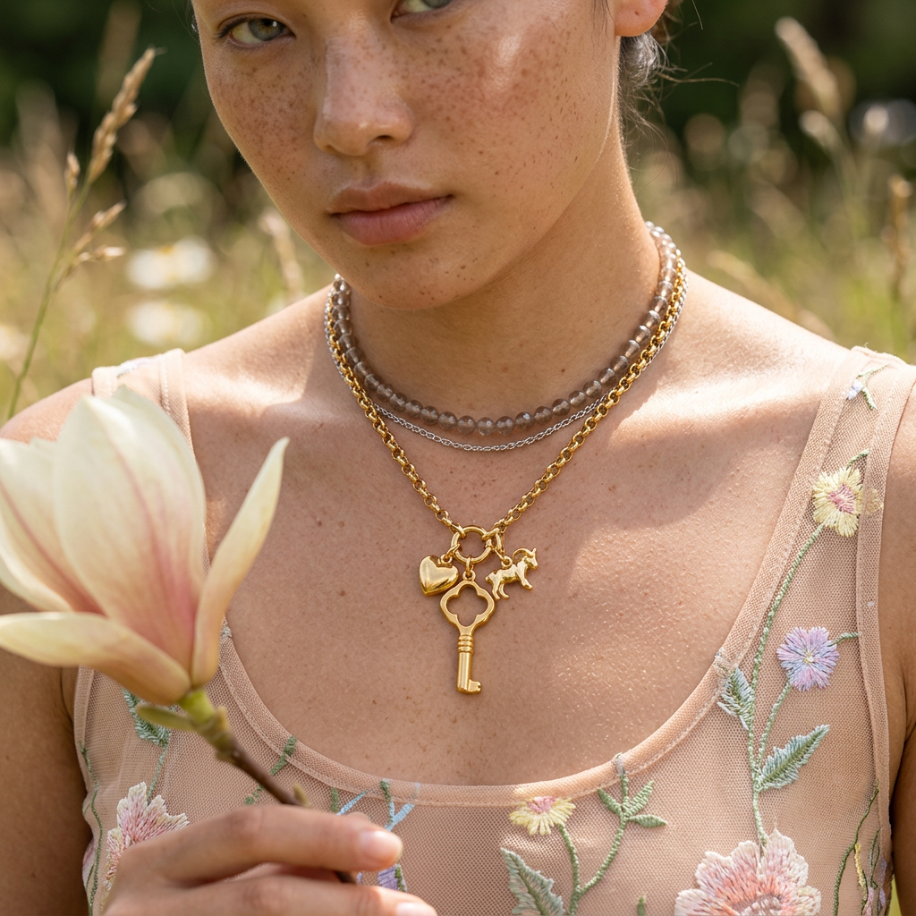 Maelia Golden Key Pendant Charm