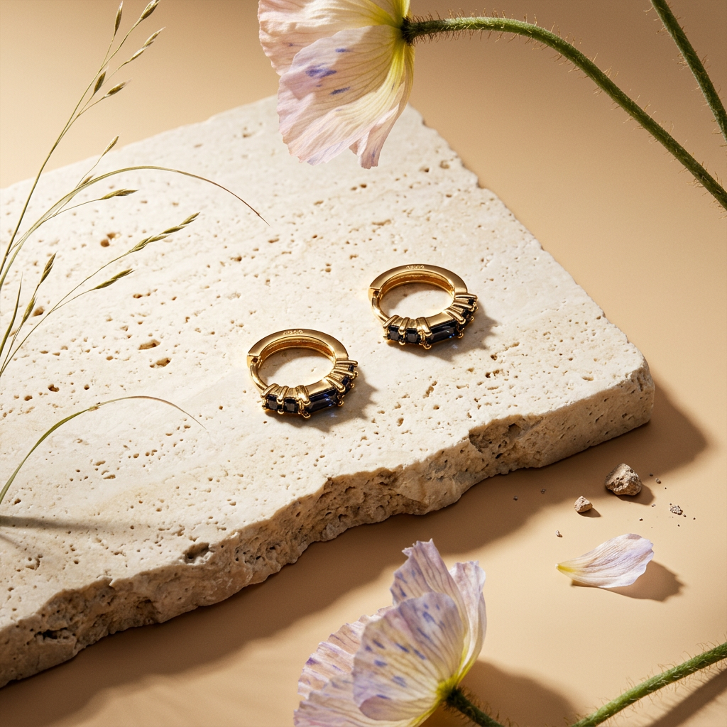 Theania Golden Halo Huggie Earrings