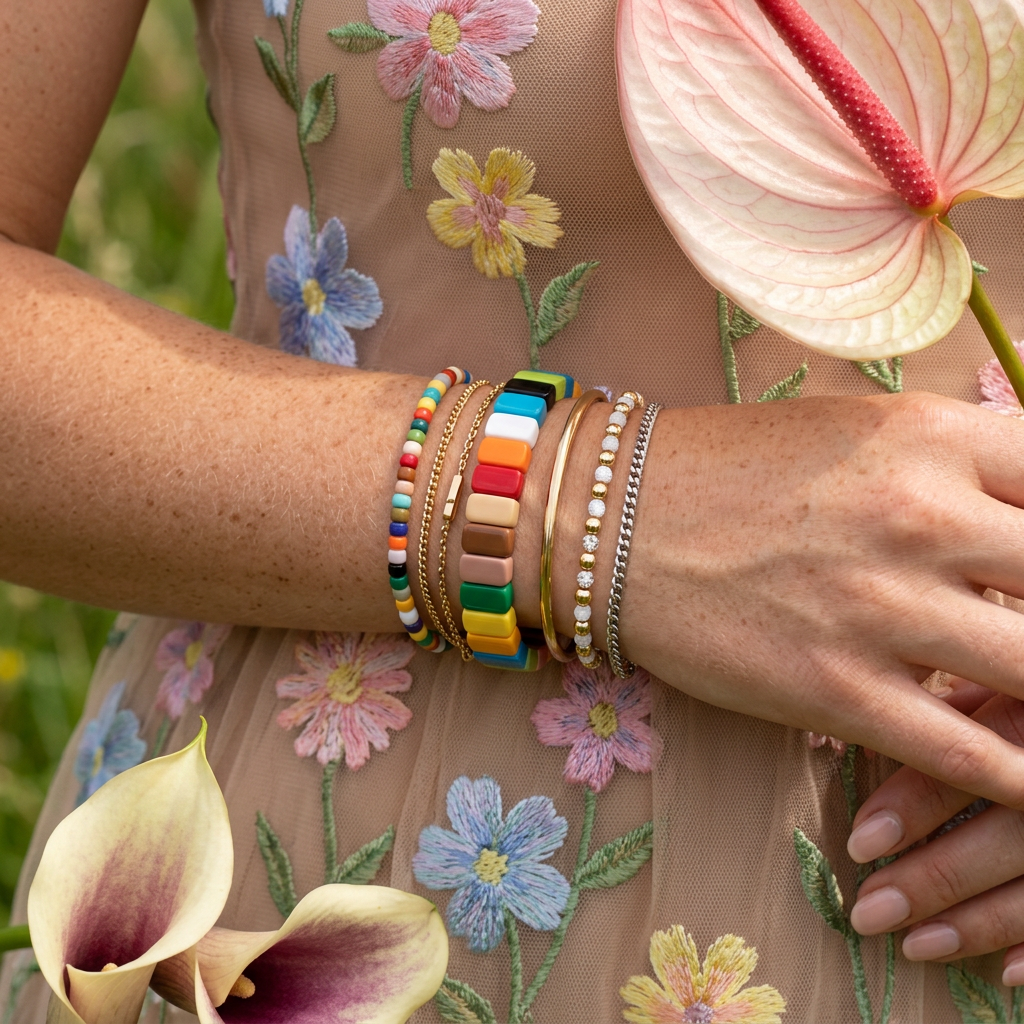 Zaeonia Rainbow Tile Strand Bracelet