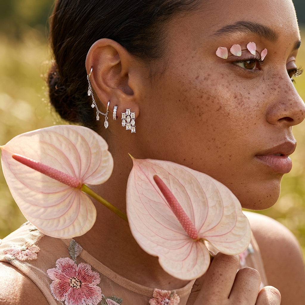 Liovia Silver Cluster Stud Earrings