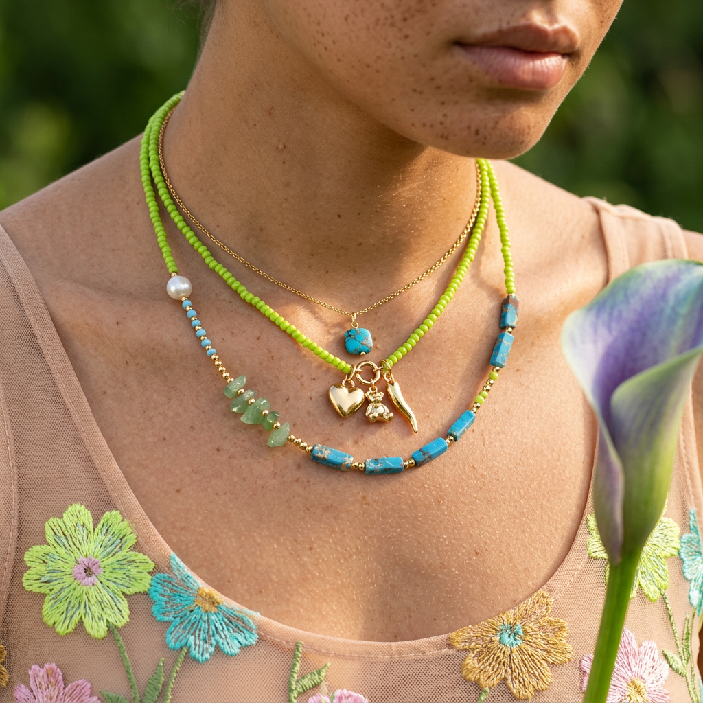 Peliara Golden Bar Strand Necklace
