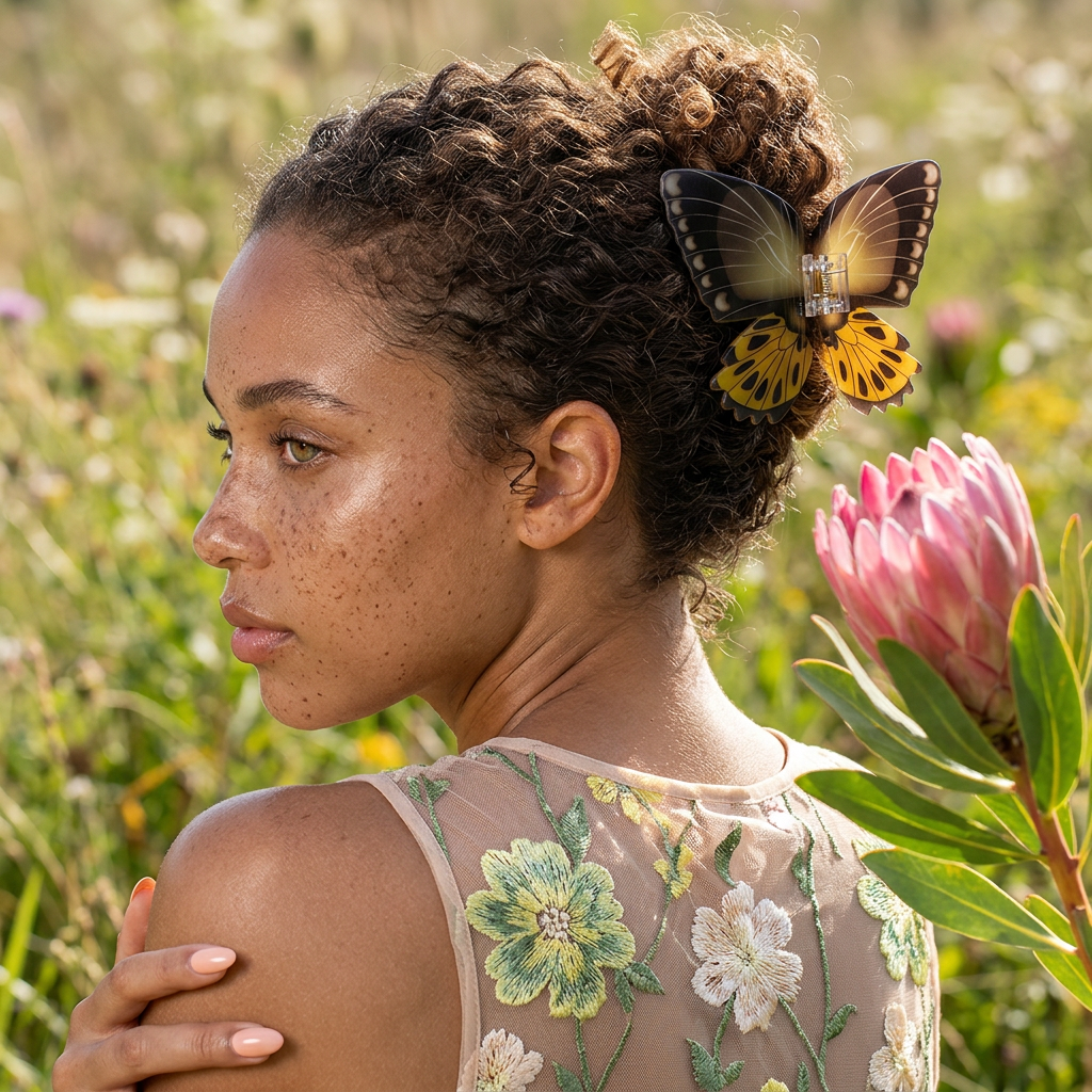 Raevia Acrylic Butterfly Wing Clip hair