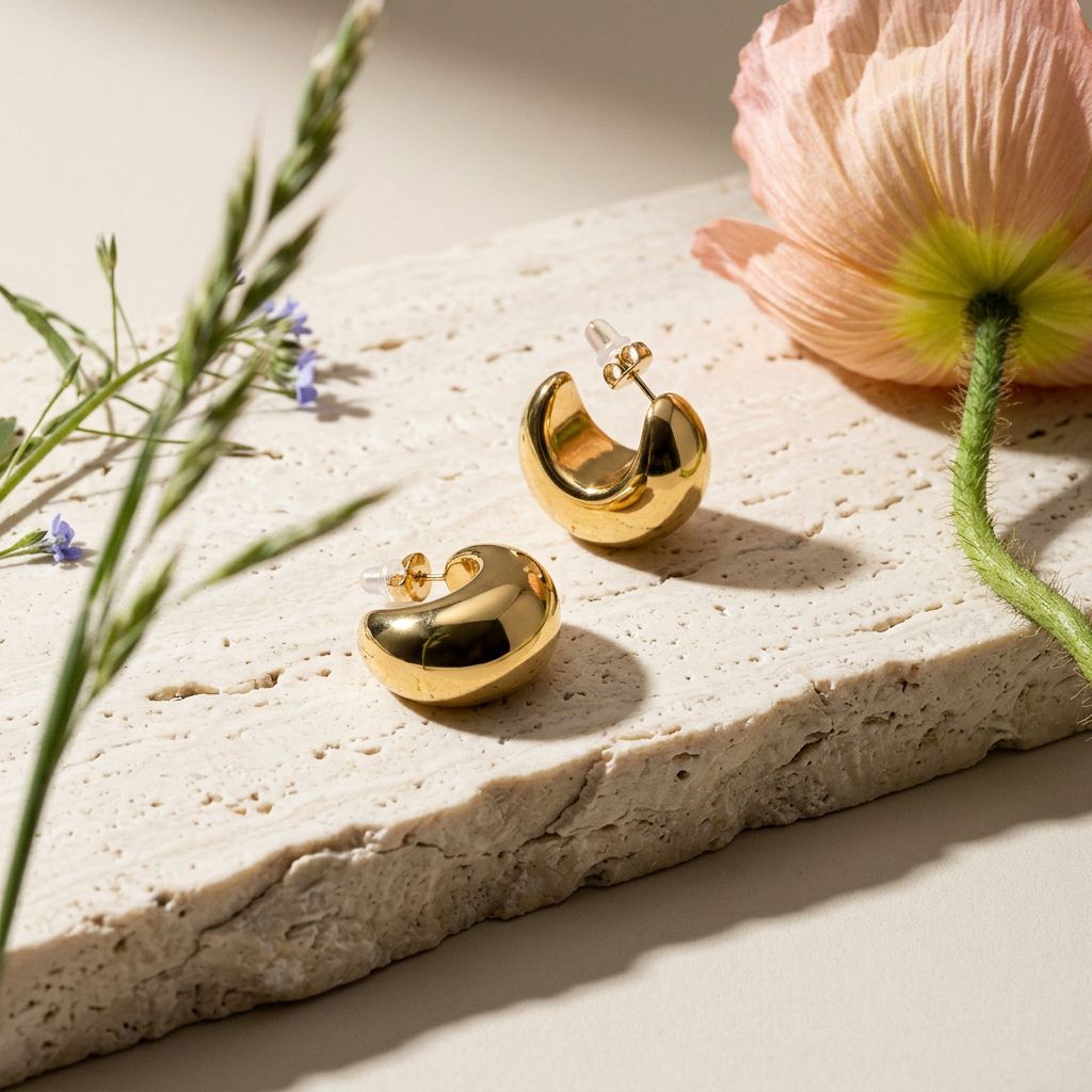 Giolia Golden Crescent Huggie Earrings